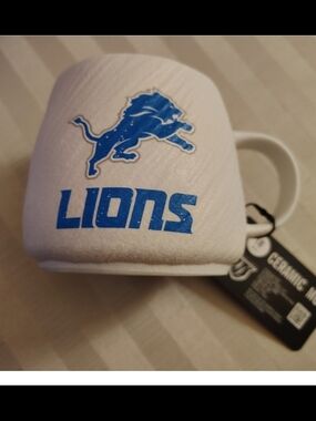 NFL Detroit Lions White Ceramic Mug with Blue Logo